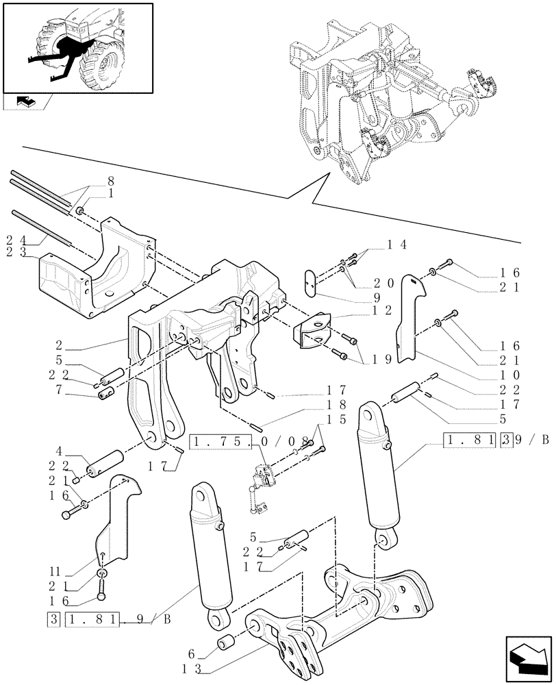 Схема запчастей Case IH PUMA 195 - (1.81.9[01]) - (VAR.087/1) FRONT HPL FOR REAR REMOTES LESS PTO, LESS AUX. COUPLERS - LIFTER - C6726 (07) - HYDRAULIC SYSTEM