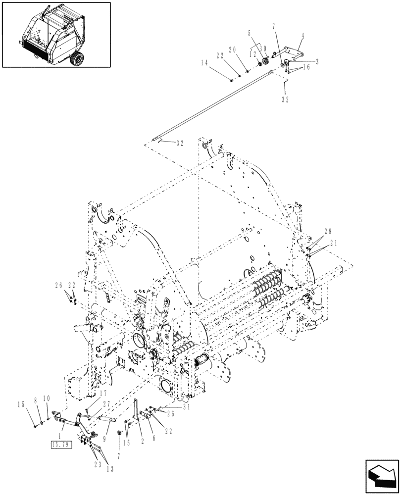 Схема запчастей Case IH RB564 - (15.67) - NET WRAP, COUNTER ROLL, STATIONARY ROLL & BRAKE TENSION (15) - KNOTTER /WRAPPER