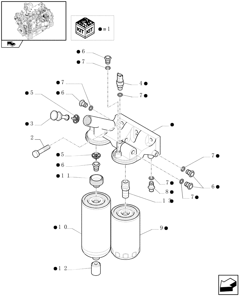 Схема запчастей Case IH PUMA 180 - (0.20.0) - FUEL FILTER (01) - ENGINE