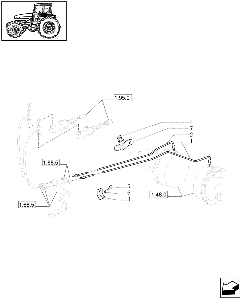 Схема запчастей Case IH JX1080U - (1.68.5/02) - (VAR.007) NA ONLY - BRAKE PIPES (05) - REAR AXLE