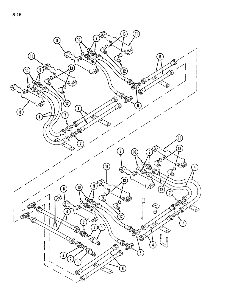 Схема запчастей Case IH 7200 - (8-16) - HYDRAULIC SYSTEM - LIFT, FOUR DRILL COMBINATION - EARLY (08) - HYDRAULICS