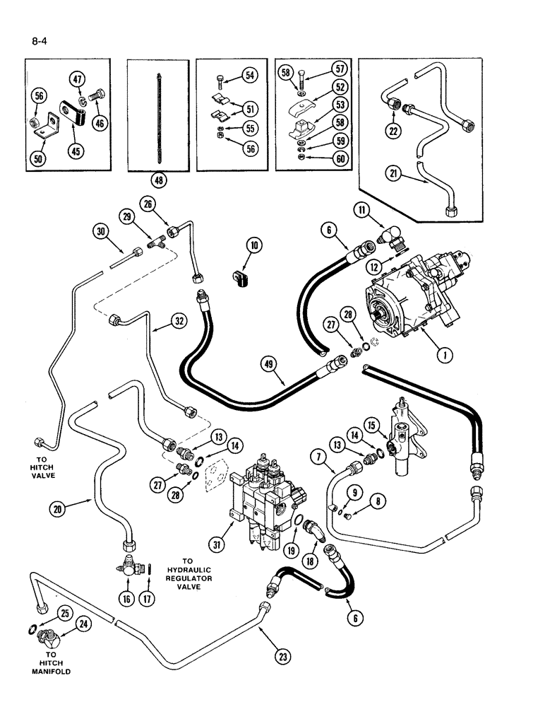 Схема запчастей Case IH 3394 - (8-04) - HYDRAULICS, GEAR, PISTON PUMP AND HYDRAULIC LINES, WITH HITCH (08) - HYDRAULICS