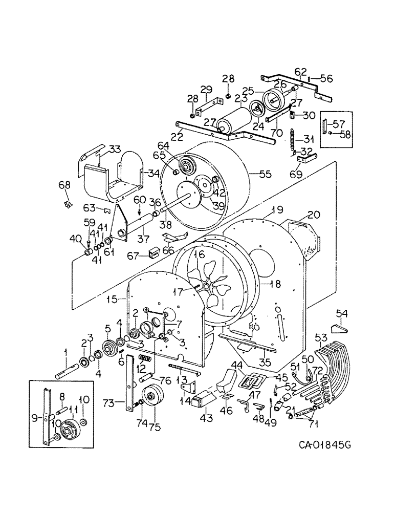 Схема запчастей Case IH 400 - (A-018) - BLOWER, SEED DRUM, SEED DRUM DRIVE AND SEED HOSES 