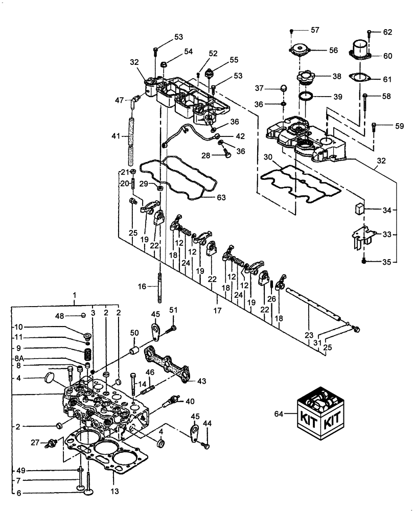 Схема запчастей Case IH DX22E - (01.03) - CYLINDER HEAD (01) - ENGINE