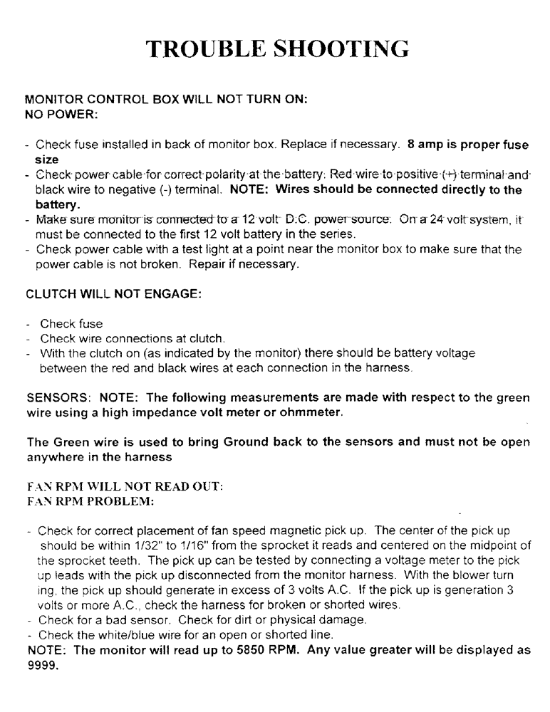 Схема запчастей Case IH 3400 - (C27) - TROUBLE SHOOTING 