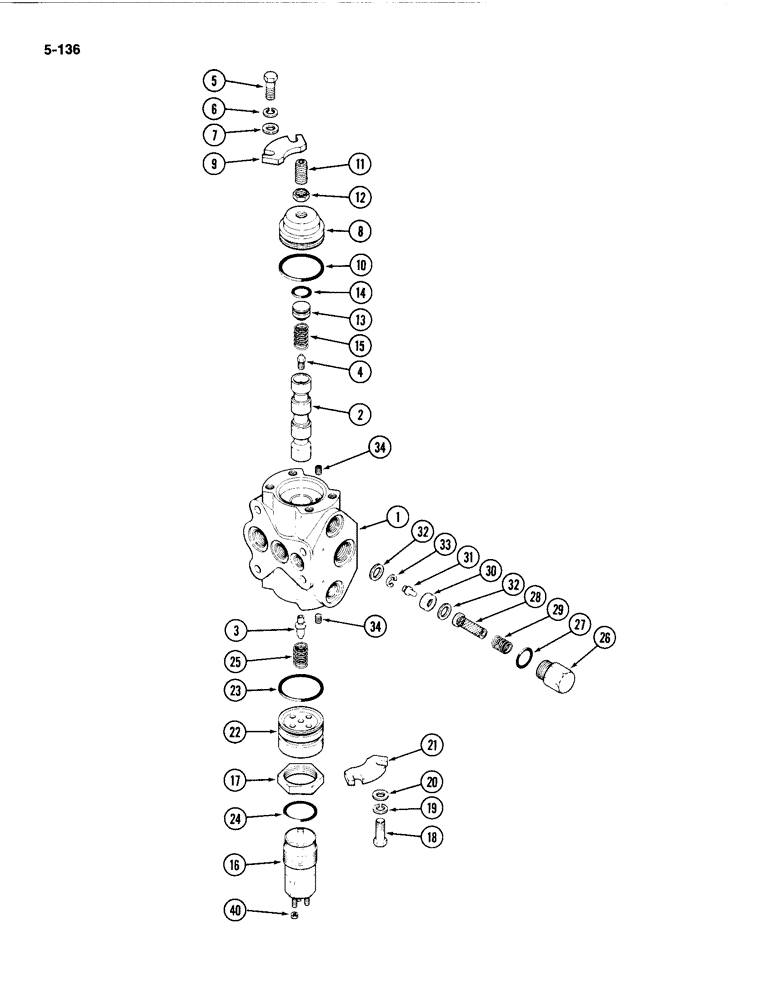 Схема запчастей Case IH 4494 - (5-136) - REAR STEERING CONTROL VALVE (05) - STEERING