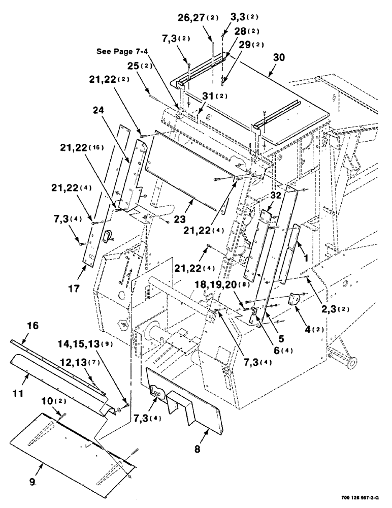 Схема запчастей Case IH 8455T - (7-10) - SHIELDS ASSEMBLY, UPPER CENTER (12) - MAIN FRAME