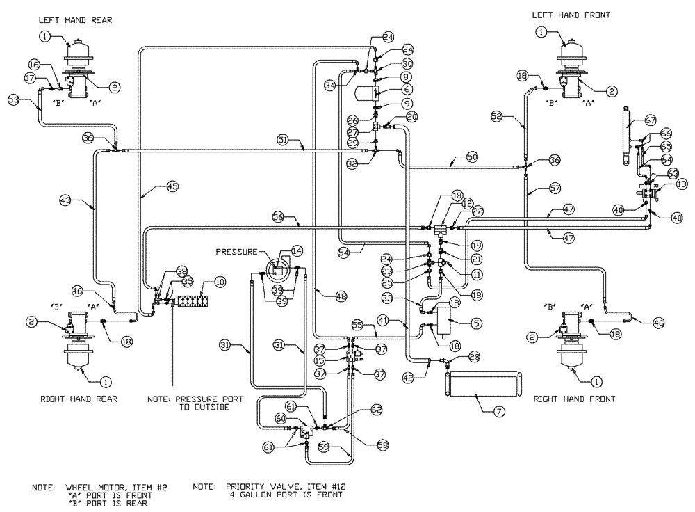 Схема запчастей Case IH PATRIOT NT - (06-001) - BASIC UNIT Hydraulic Plumbing