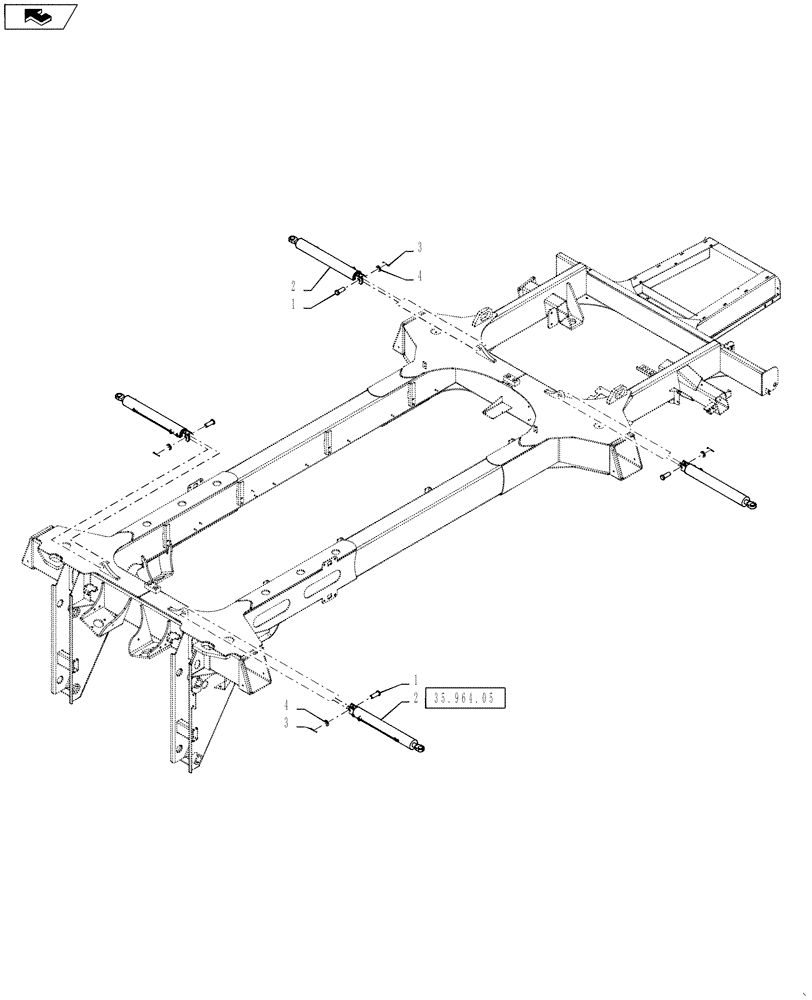 Схема запчастей Case IH 4430 - (35.964.04) - AXLE WIDTH CYLINDER MOUNTING (35) - HYDRAULIC SYSTEMS