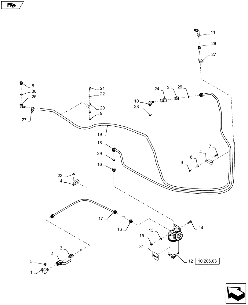 Схема запчастей Case IH 4430 - (10.214.01) - FUEL LINES AND FITTINGS (10) - ENGINE