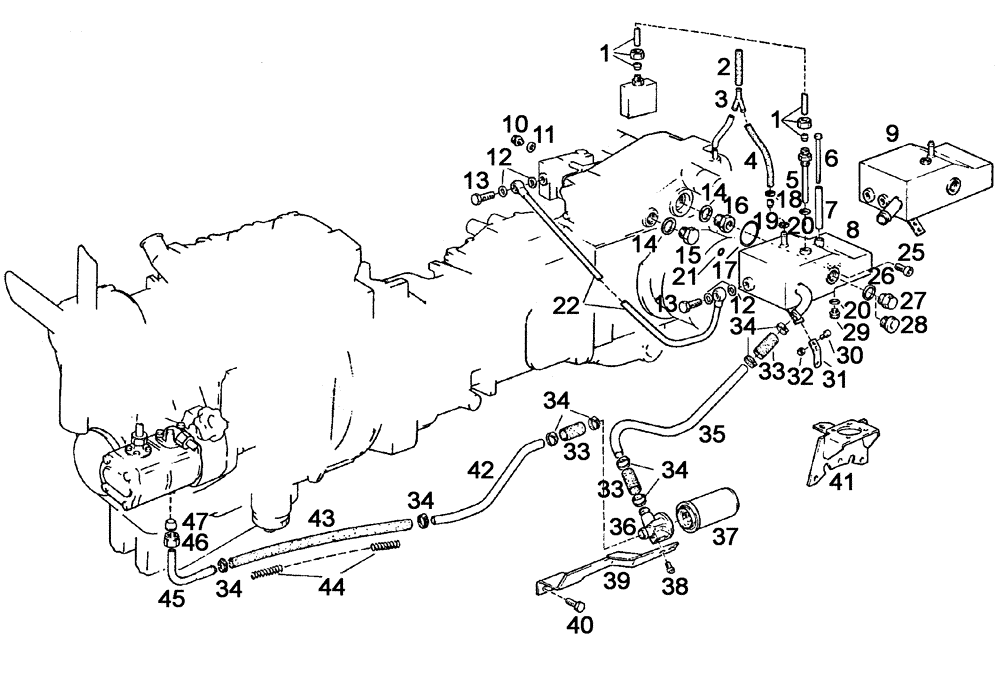 Схема запчастей Case IH C55 - (08-11[01]) - SUPPLEMENTARY OIL RESERVOIR - HYDRAULIC CIRCUIT (08) - HYDRAULICS