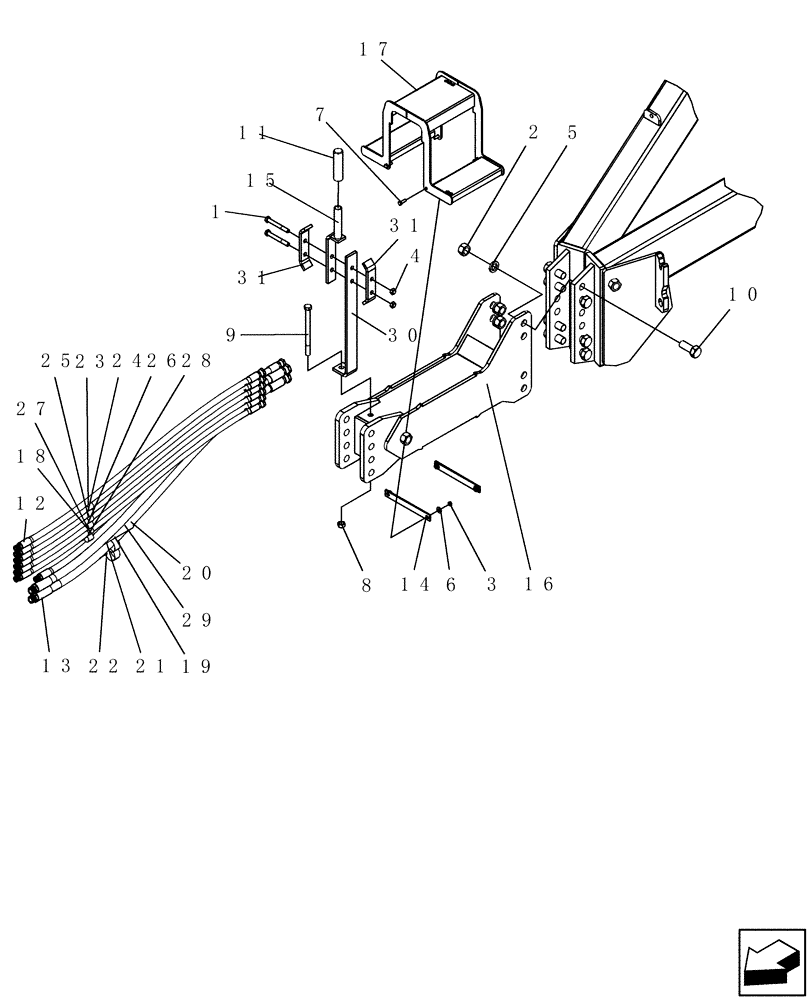 Схема запчастей Case IH ADX3260 - (F.10.D[14]) - HITCH EXTENSION OPTION - TBT F - Frame Positioning