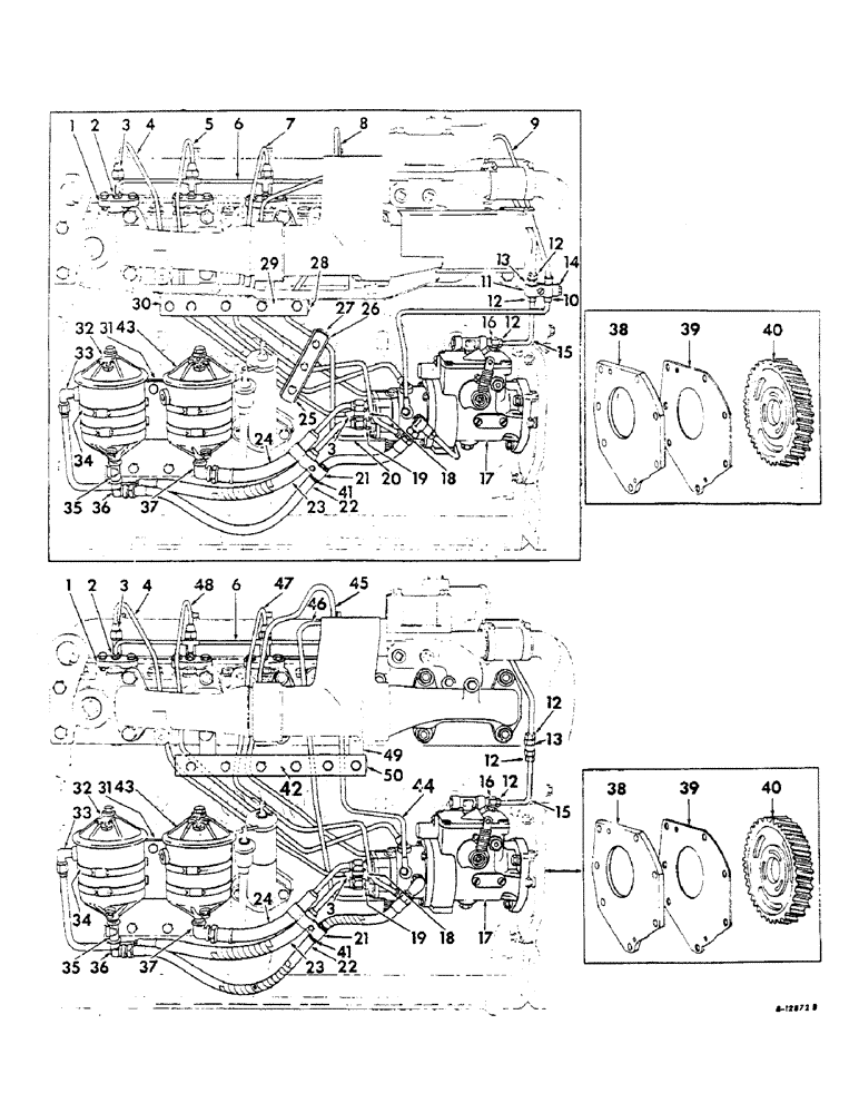 Схема запчастей Case IH 2806 - (E-20) - FUEL SYSTEM, FUEL INJECTION PUMP, CONNECTIONS AND PIPES, ENGINE SERIAL NO. D-361 23978 AND BELOW (02) - FUEL SYSTEM