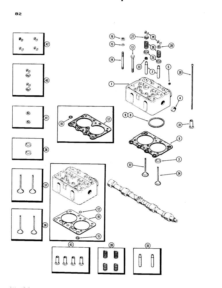 Схема запчастей Case IH 830-SERIES - (082) - CYLINDER HEAD AND VALVES, MODEL 830, 284 SPARK IGNITION ENGINE (02) - ENGINE