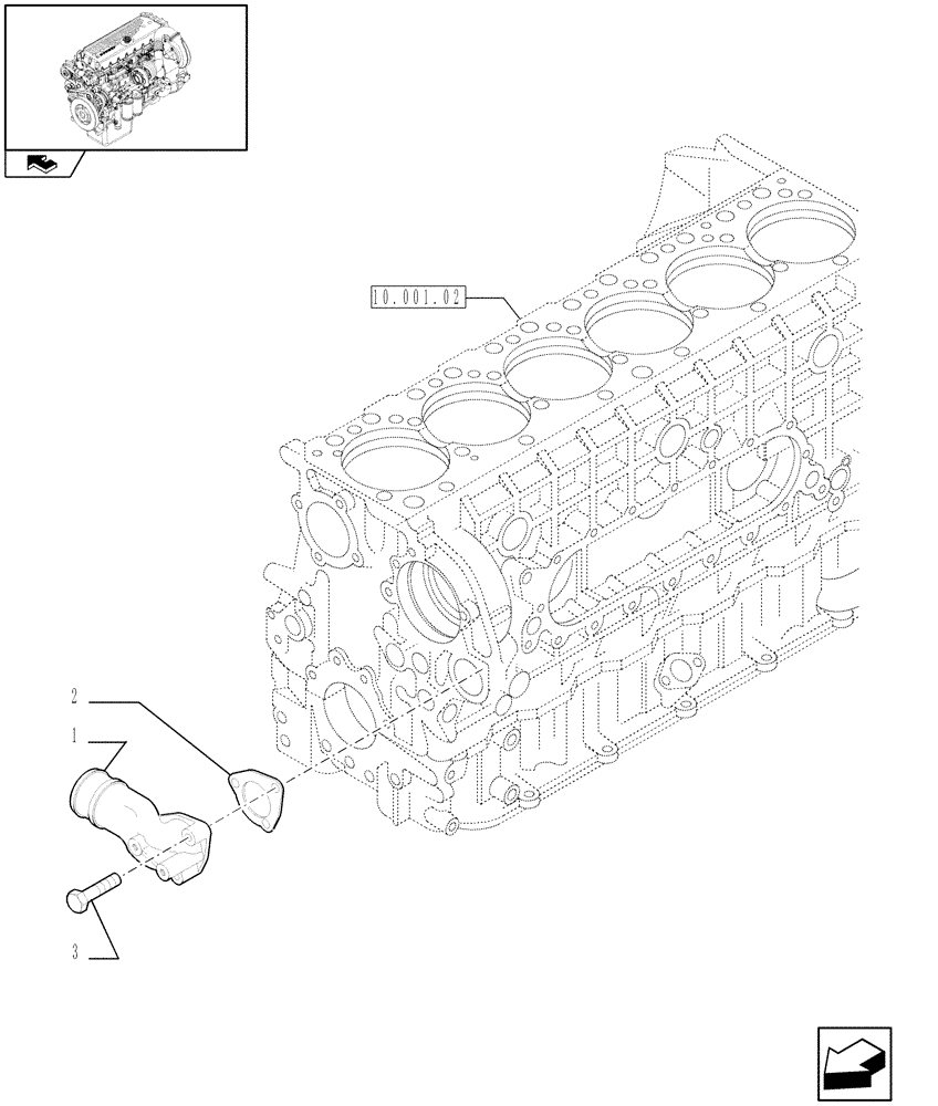 Схема запчастей Case IH F3CE0684F E001 - (10.402.01[01]) - WATER PUMP PIPES (504061378) (01) - ENGINE