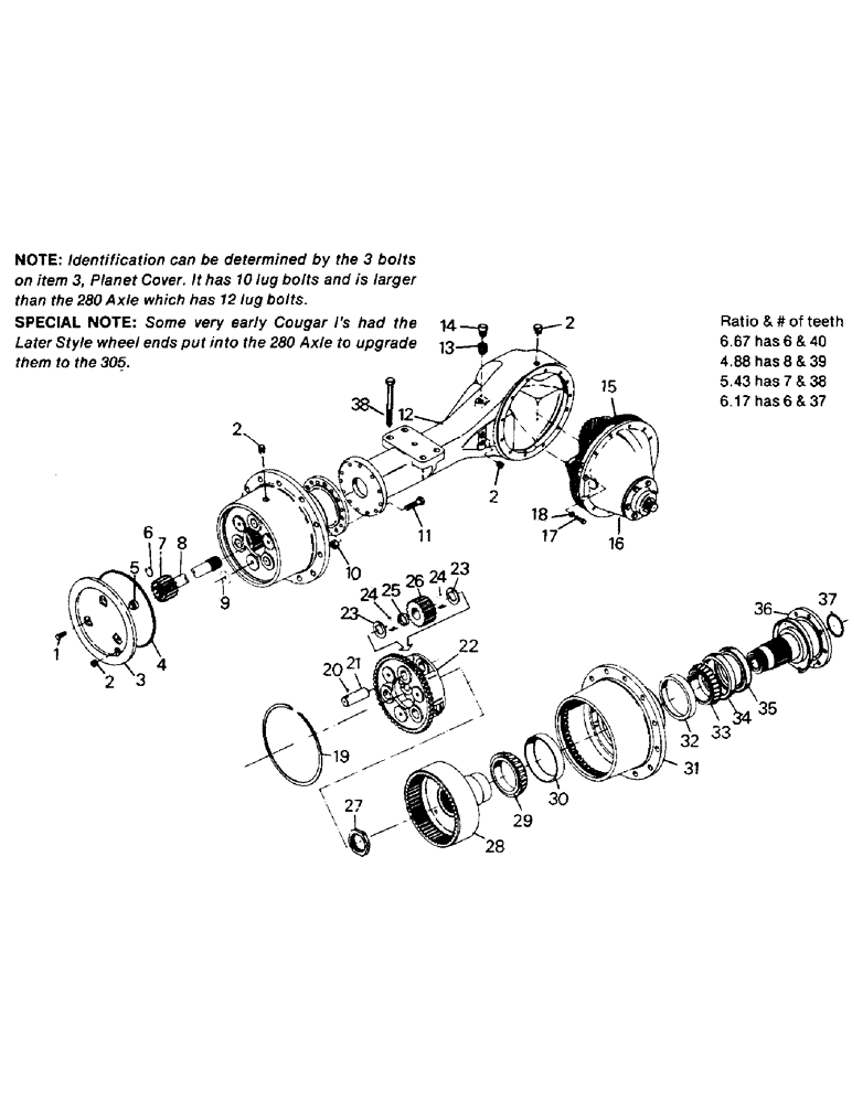 Схема запчастей Case IH STEIGER - (04-43) - A305 AXLE ASSEMBLY (04) - Drive Train