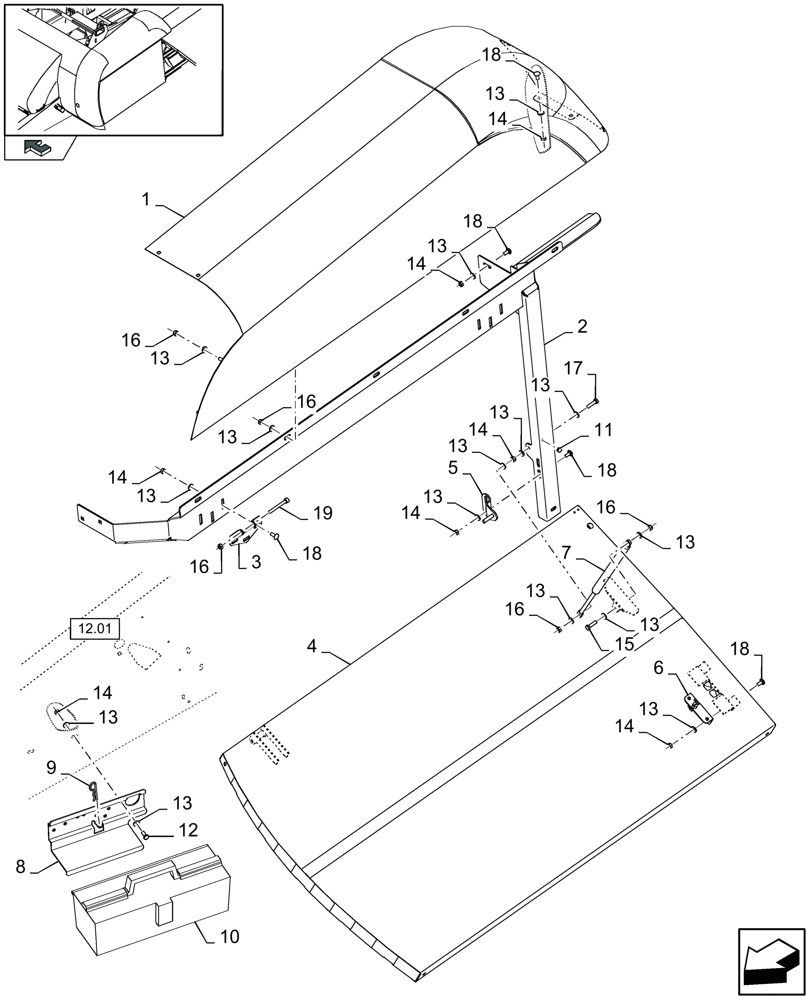 Схема запчастей Case IH LB333P - (08.05[01]) - PROTECTIONS, LH (08) - SHEET METAL/DECALS