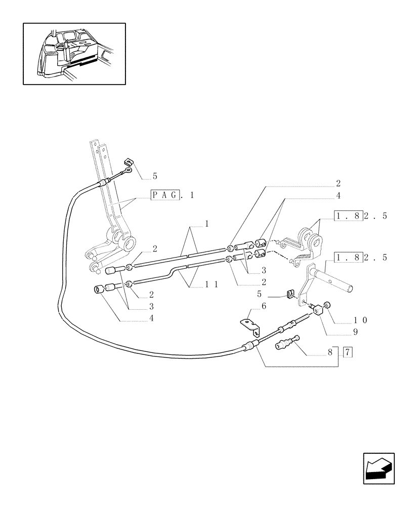 Схема запчастей Case IH JX100U - (1.82.2[02]) - LIFT EXTERNAL CONTROLS - TIE-RODS (L/CAB) (07) - HYDRAULIC SYSTEM