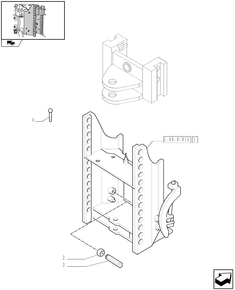 Схема запчастей Case IH FARMALL 85N - (1.89.0/01) - SLIDER TYPE HITCH SUPPORT (09) - IMPLEMENT LIFT