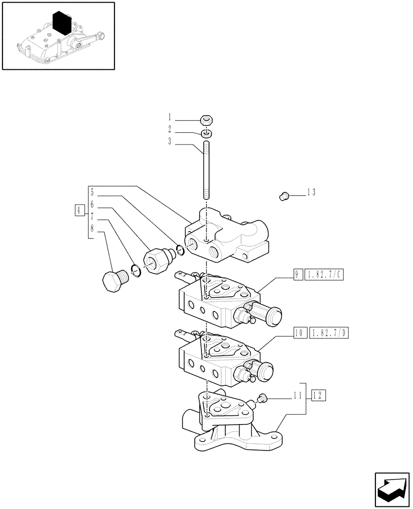 Схема запчастей Case IH JX1095N - (1.82.7[04]) - EXTRA EXTERNAL CONTROL VALVES AND PIPES - D5484 (07) - HYDRAULIC SYSTEM