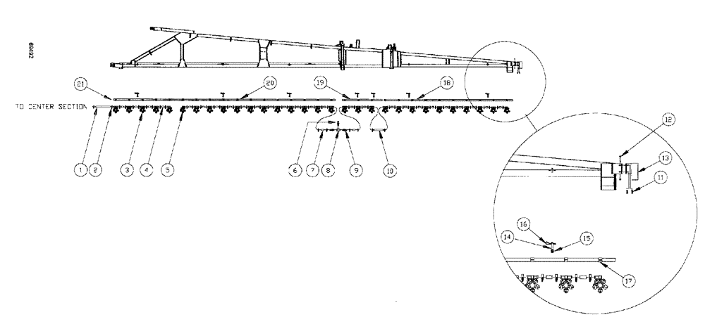 Схема запчастей Case IH SPX3185 - (206) - LIQUID PLUMBING, 60 3-BOOM SHUTOFF 10" NOZZLE SPACING, RH AND LH BOOM (78) - SPRAYING