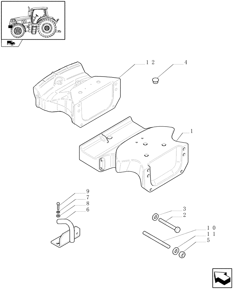 Схема запчастей Case IH PUMA 195 - (1.21.1/02) - (VAR.037-066-068-593-684) FRONT WEIGHT CARRIER (03) - TRANSMISSION