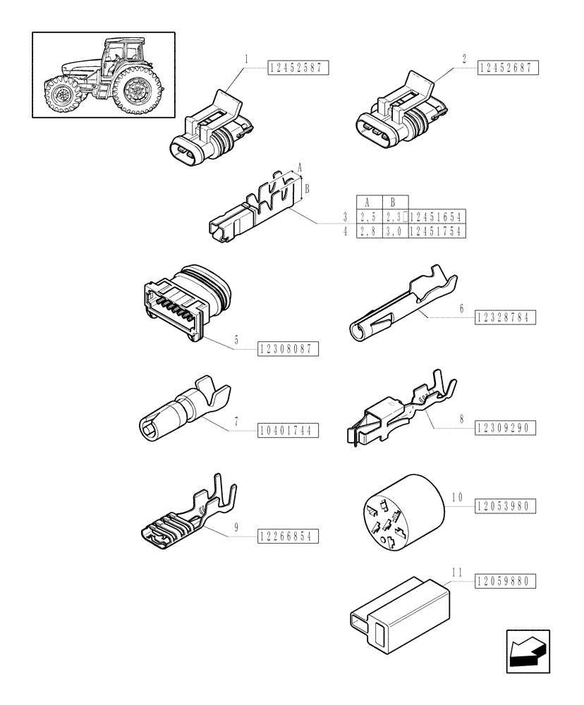 Схема запчастей Case IH JX80U - (1.77.0[02]) - CONNECTOR, CABLE TERMINAL (06) - ELECTRICAL SYSTEMS