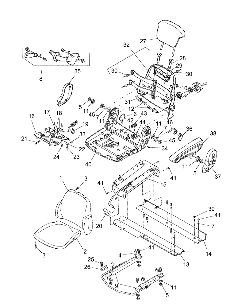 Схема запчастей Case IH AFX8010 - (E.32.A.70[4]) - SEAT, OPERATOR E - Body and Structure