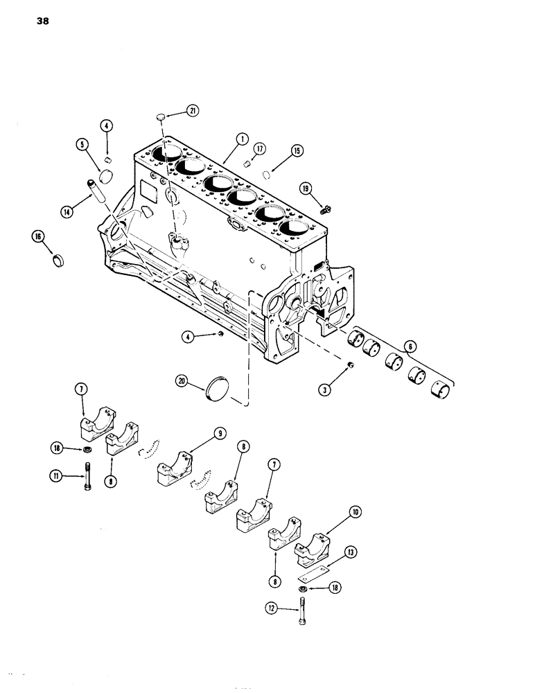 Схема запчастей Case IH 504D - (038) - ENGINE LESS FUEL DEVICE, 504D NATURALLY ASPIRATED ENGINES, C WITH NARROW MAIN BEARINGS (10) - ENGINE