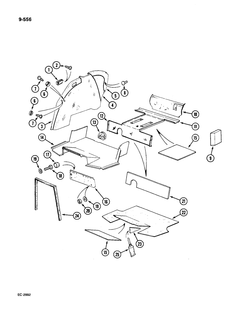 Схема запчастей Case IH 585 - (9-556) - CAB OPERATOR COMPARTMENT COVERING (09) - CHASSIS/ATTACHMENTS