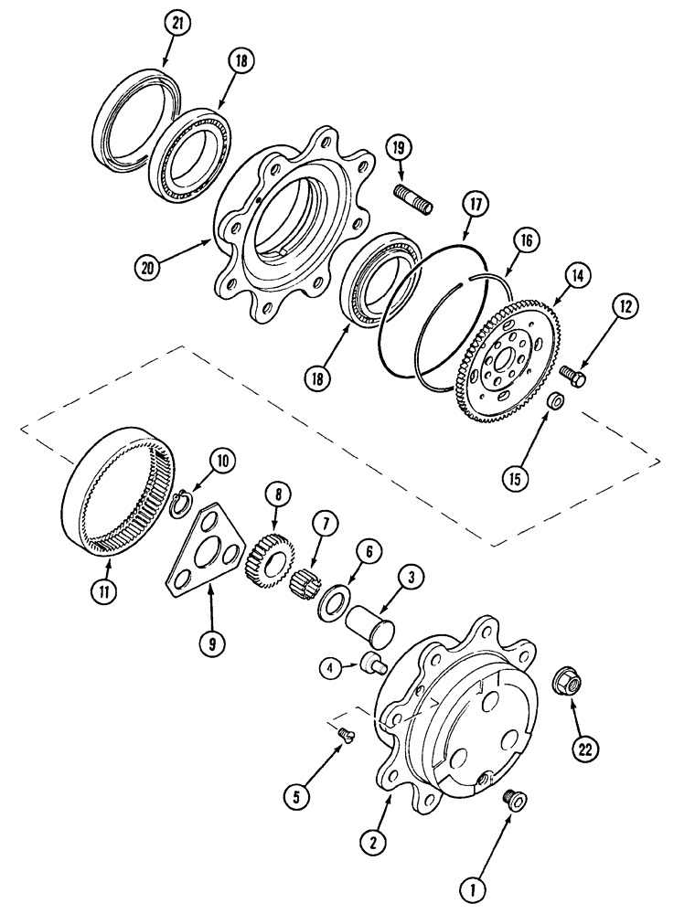 Схема запчастей Case IH C50 - (05-16) - FRONT AXLE PLANETARIES AND HUB (05) - STEERING