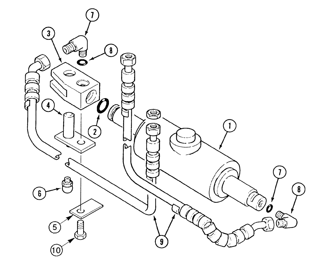 Схема запчастей Case IH C60 - (05-02) - POWER STEERING CYLINDER AND TUBES, 2WD (05) - STEERING