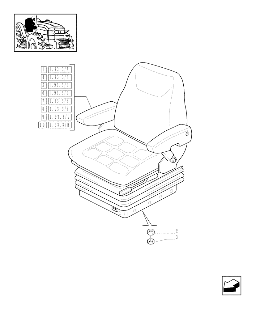 Схема запчастей Case IH MXM130 - (1.93.3) - SEAT (10) - OPERATORS PLATFORM/CAB