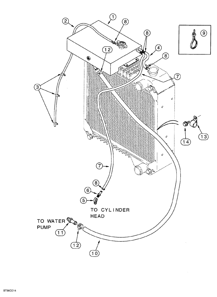 Схема запчастей Case IH 6831T - (02-006) - COOLANT RECOVERY SYSTEM, MODEL 6831T WITHOUT AFTERCOOLER 