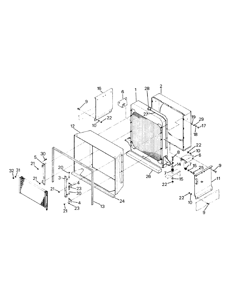 Схема запчастей Case IH KM-280 - (04-21A) - RADIATOR AND MOUNTING, SOLDERED TANK, CM 225 AND KM 225, ASN 3668 (04) - Drive Train