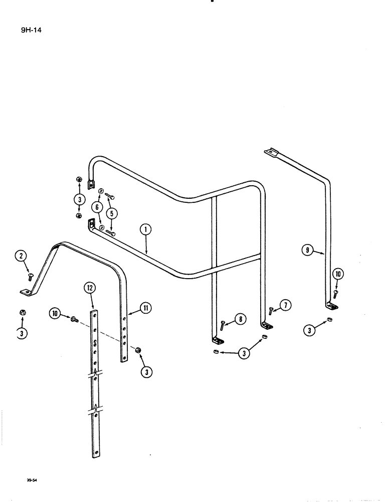 Схема запчастей Case IH 1620 - (9H-14) - SERVICE DECK HAND RAILS (12) - CHASSIS