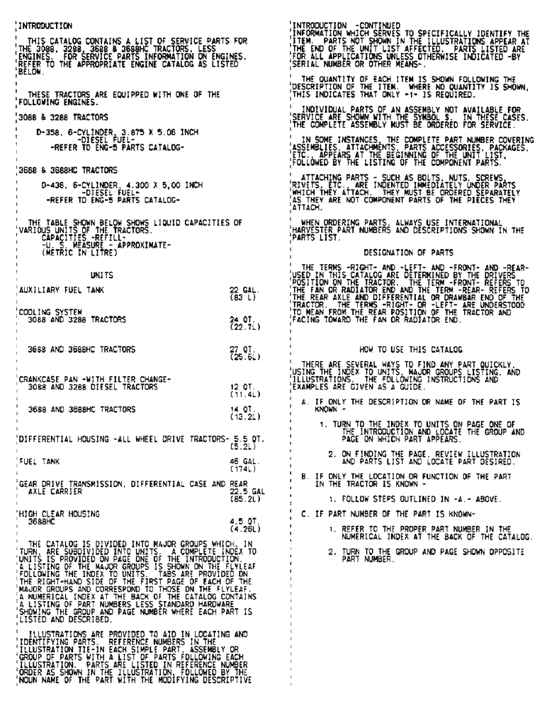 Схема запчастей Case IH 3088 - (01-02) - INTRODUCTION - FLUID CAPACITIES (00) - GENERAL