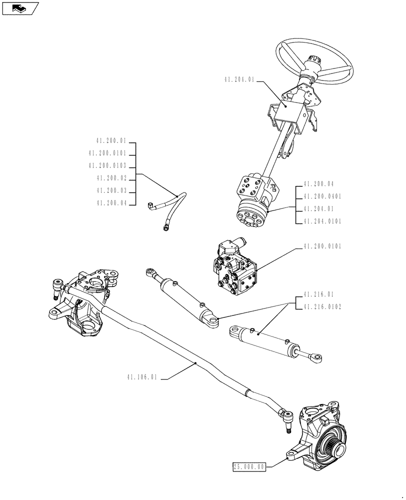 Схема запчастей Case IH PUMA 170 - (41.000.00) - PICTORIAL INDEX - STEERING (41) - STEERING