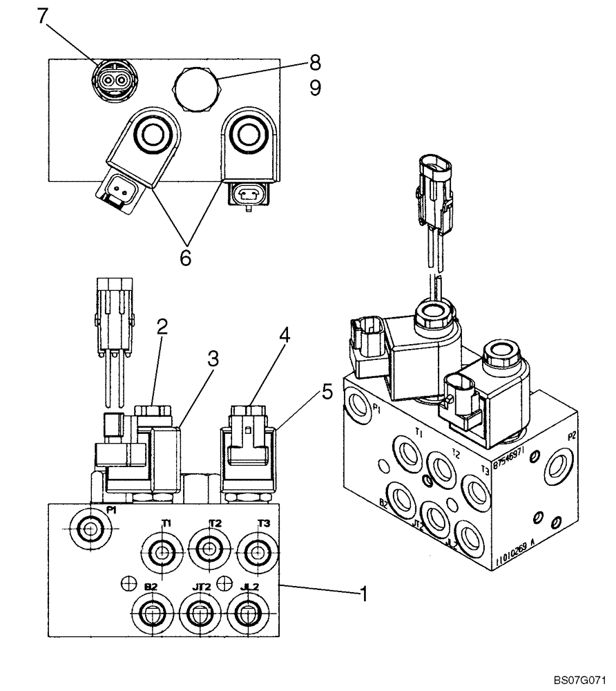 Схема запчастей Case IH 445CT - (06-22) - HYDROSTATICS - MULTI VALVE ASSEMBLY (ONE SPEED PILOT) (06) - POWER TRAIN