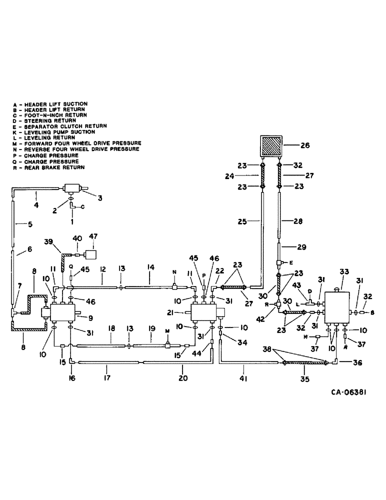 Схема запчастей Case IH 1470 - (10-03) - HYDRAULICS, HYDRAULIC DIAGRAM, HYDROSTATIC MOTOR, PUMP SYSTEM, S.N. 10000 AND BELOW (07) - HYDRAULICS