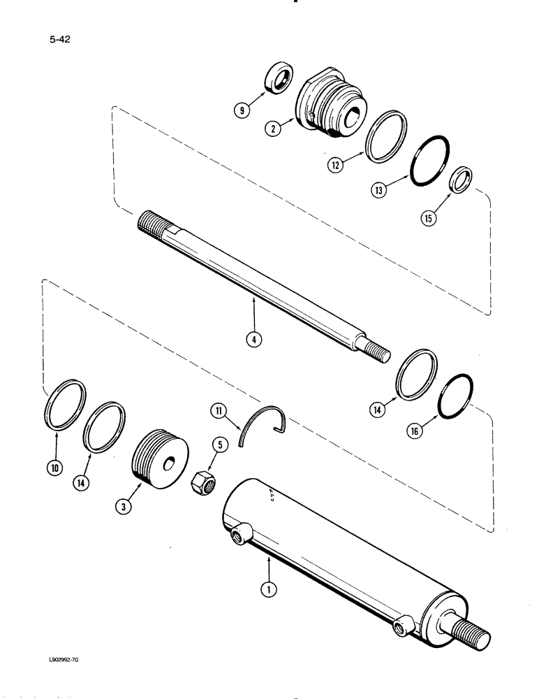 Схема запчастей Case IH 1620 - (5-42) - STEERING CYLINDER ASSEMBLY, POWER GUIDE AXLE (04) - STEERING