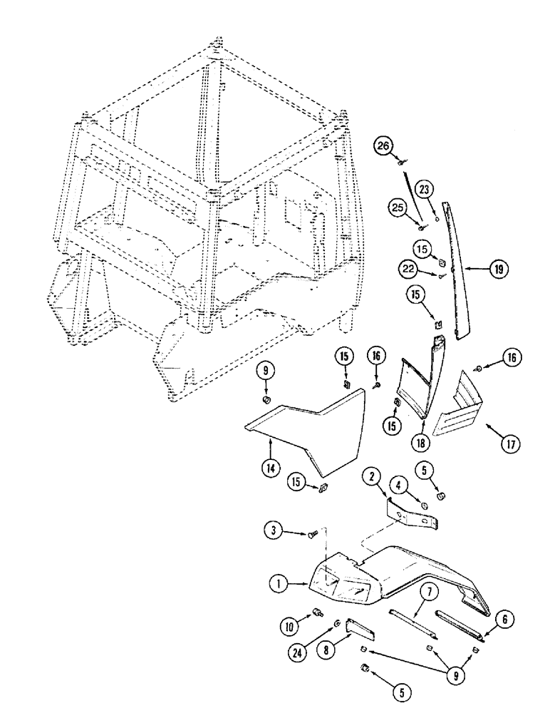 Схема запчастей Case IH 8920 - (9-074) - RIGHT REAR FENDER AND PANELS (09) - CHASSIS/ATTACHMENTS