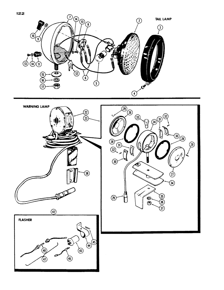 Схема запчастей Case IH 530 - (122) - COMBINATION FLOOD AND TAIL LAMP (04) - ELECTRICAL SYSTEMS