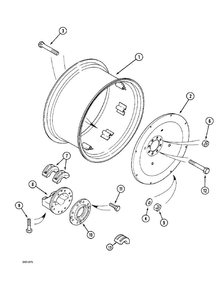 Схема запчастей Case IH 4240 - (6-126) - REAR WHEELS, "CAN - AM", HUB CLAMP FOR BAR TYPE AXLE (06) - POWER TRAIN