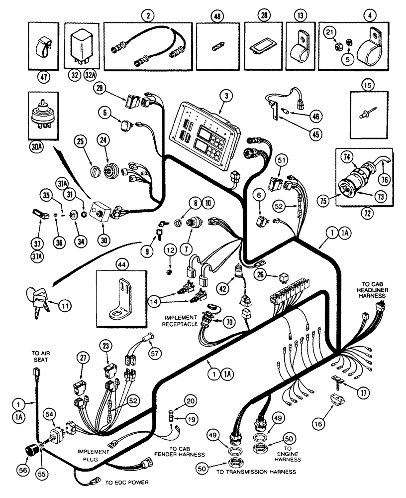 Схема запчастей Case IH 8940 - (4-002) - LOWER CAB HARNESS, WITHOUT HITCH (04) - ELECTRICAL SYSTEMS