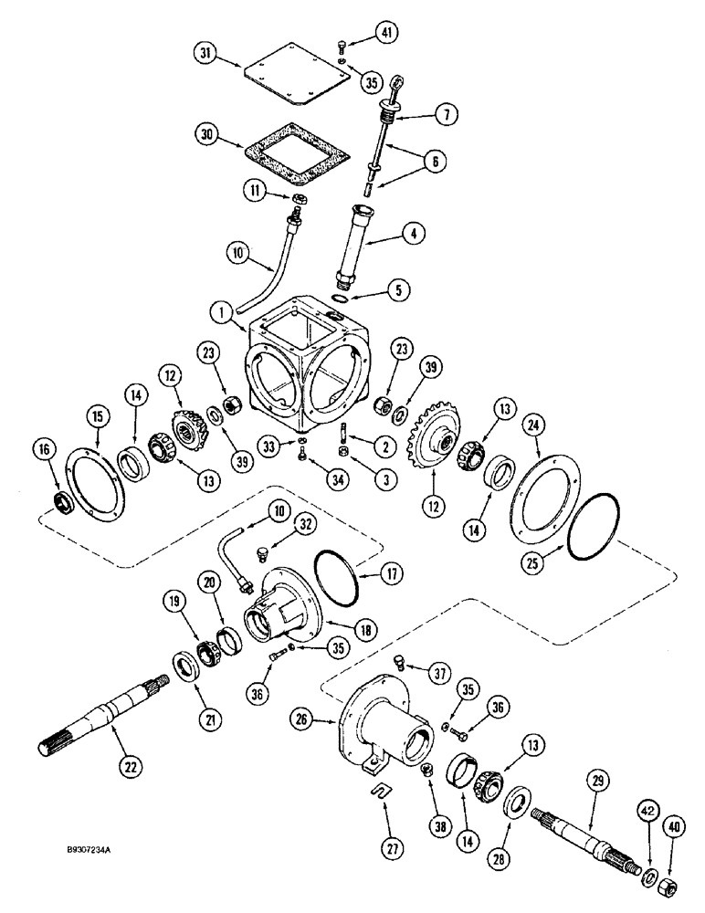 Схема запчастей Case IH 1666 - (9A-18) - FEEDER, FEEDER DRIVE AND FAN GEAR HOUSING (13) - FEEDER