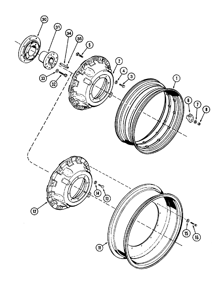 Схема запчастей Case IH 8940 - (6-096) - UNIVERSAL CAST REAR WHEELS (06) - POWER TRAIN