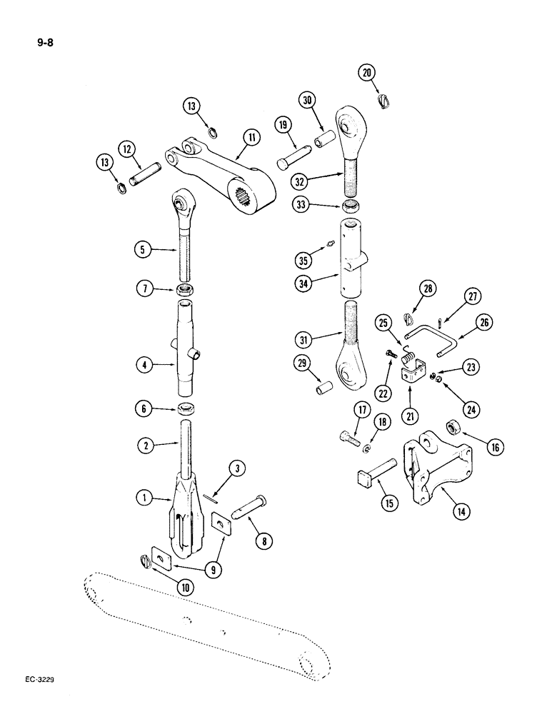 Схема запчастей Case IH 1896 - (9-008) - HITCH LIFT LINKS, P.I.N. 9939634 AND AFTER (09) - CHASSIS/ATTACHMENTS