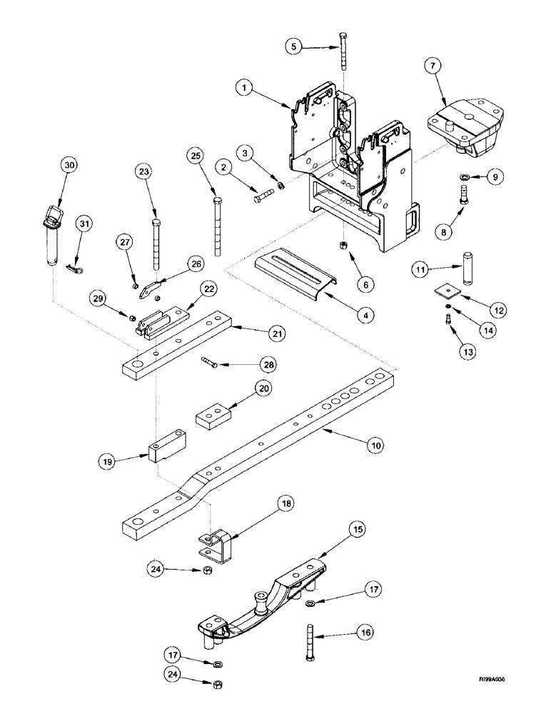 Схема запчастей Case IH MX180 - (9-106) - DRAWBAR HAMMERSTRAP, HIGH CAPACITY, N.A. ONLY (09) - CHASSIS/ATTACHMENTS