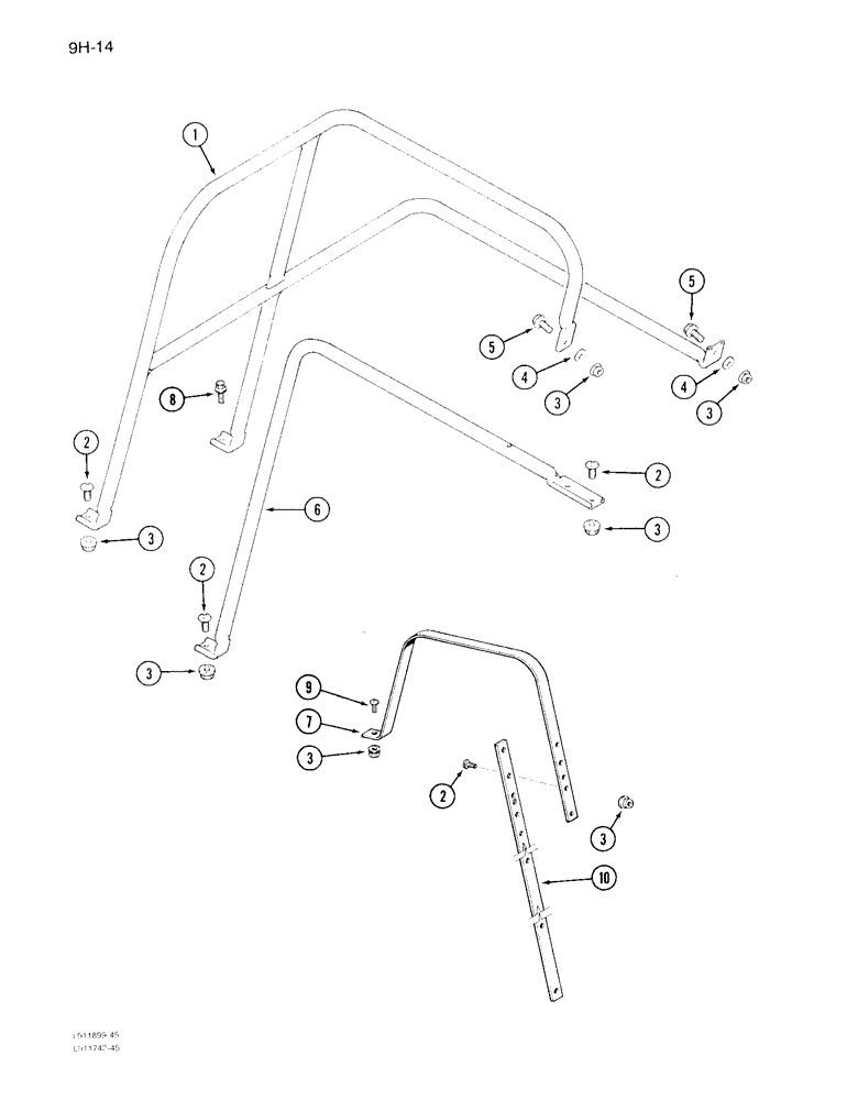 Схема запчастей Case IH 1640 - (9H-14) - SERVICE DECK HAND RAILS (12) - CHASSIS